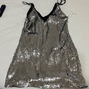 Princess Polly night fever mini dress black silver size US 6